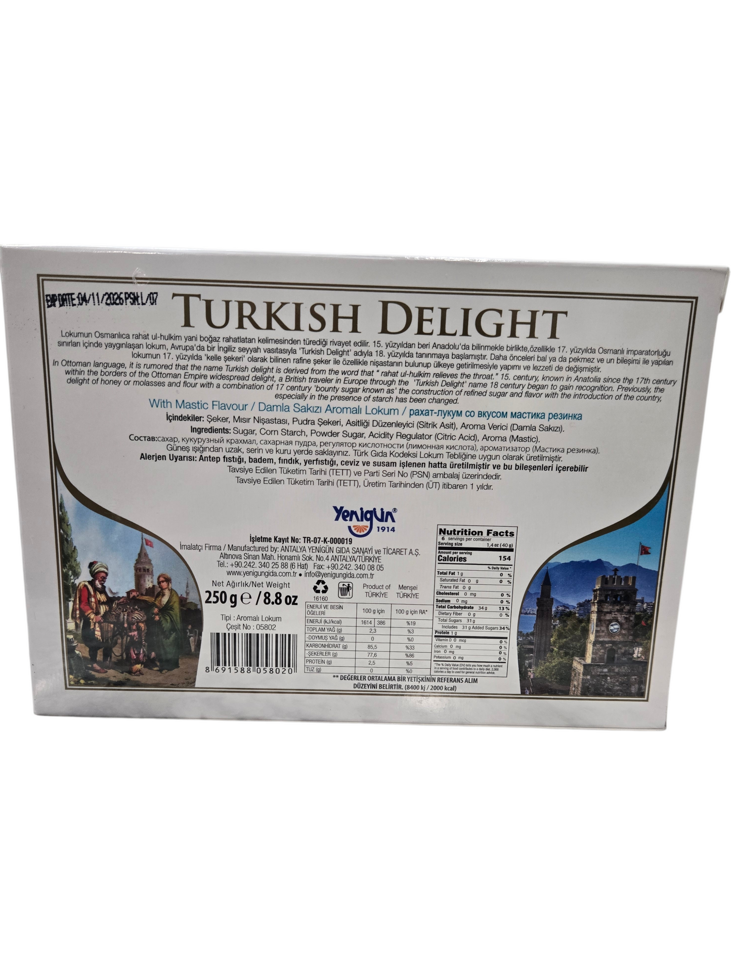 Yenigun Turkish Delight (Mastic) - 250g