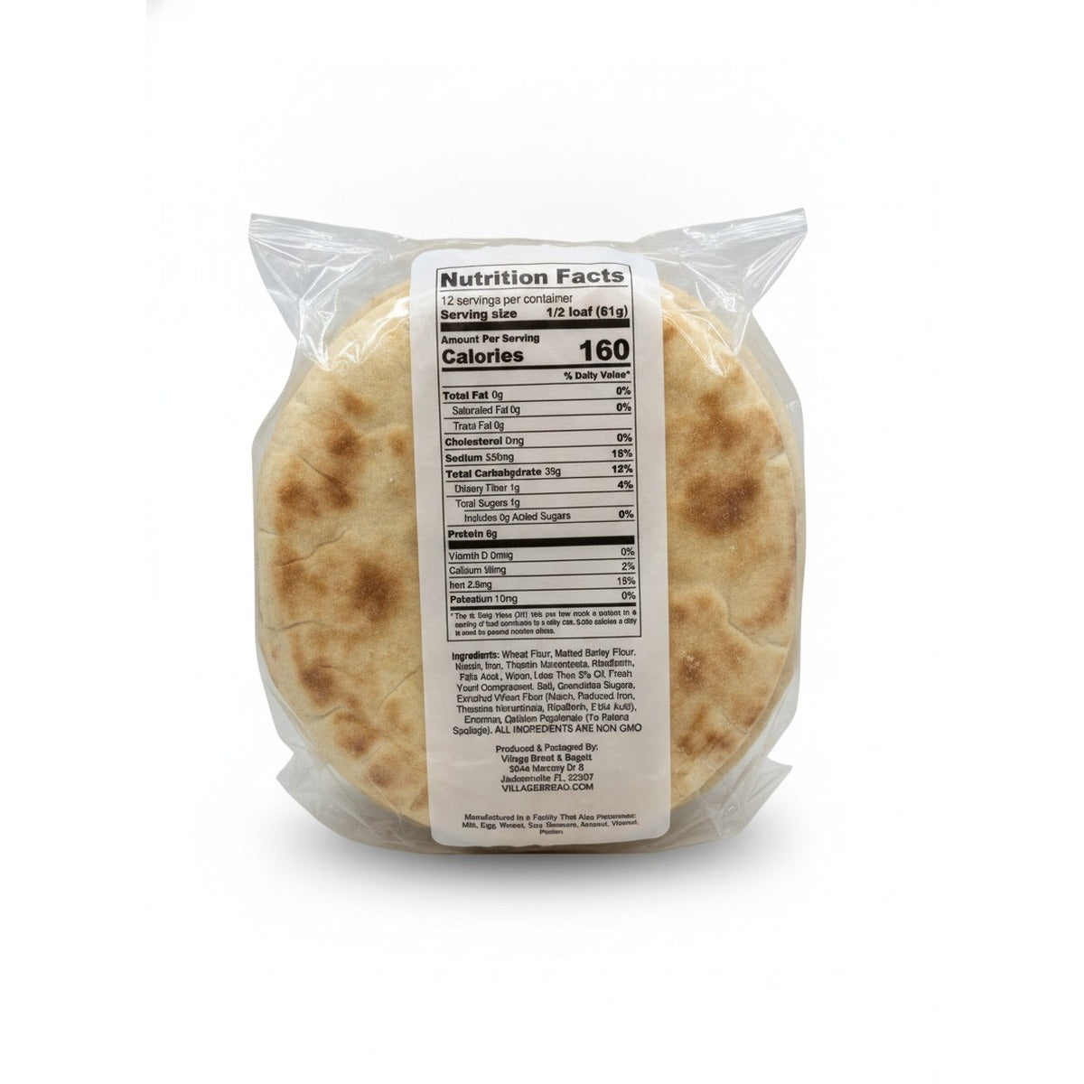 Village Bread Authentic Pita — back view