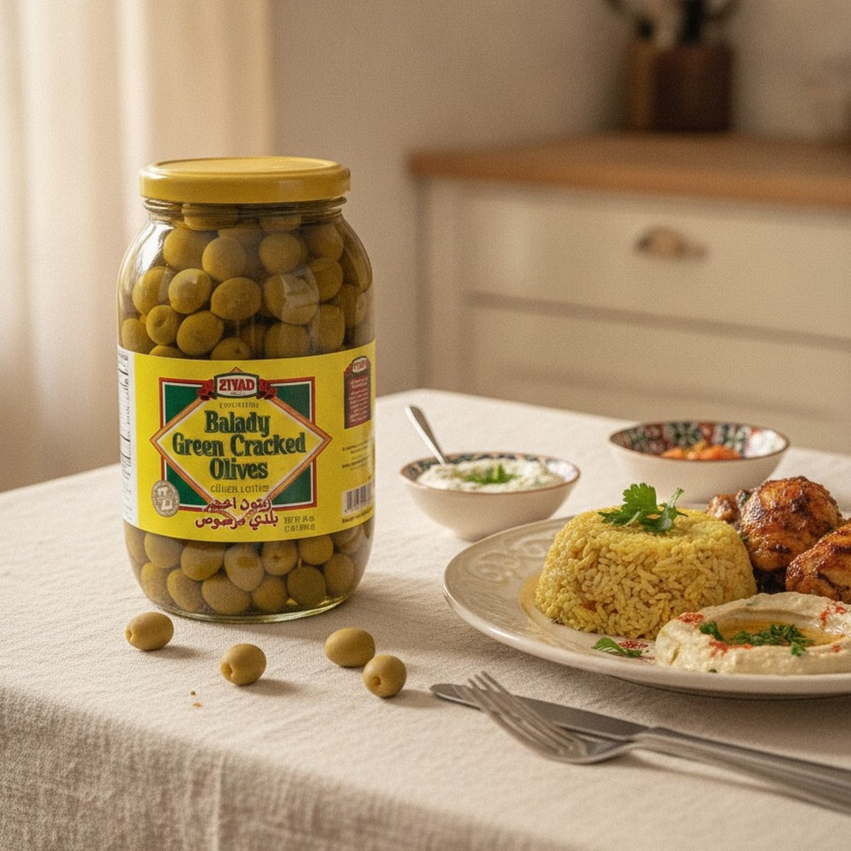 Balady Green Cracked Olives 3Lbs — lifestyle 2