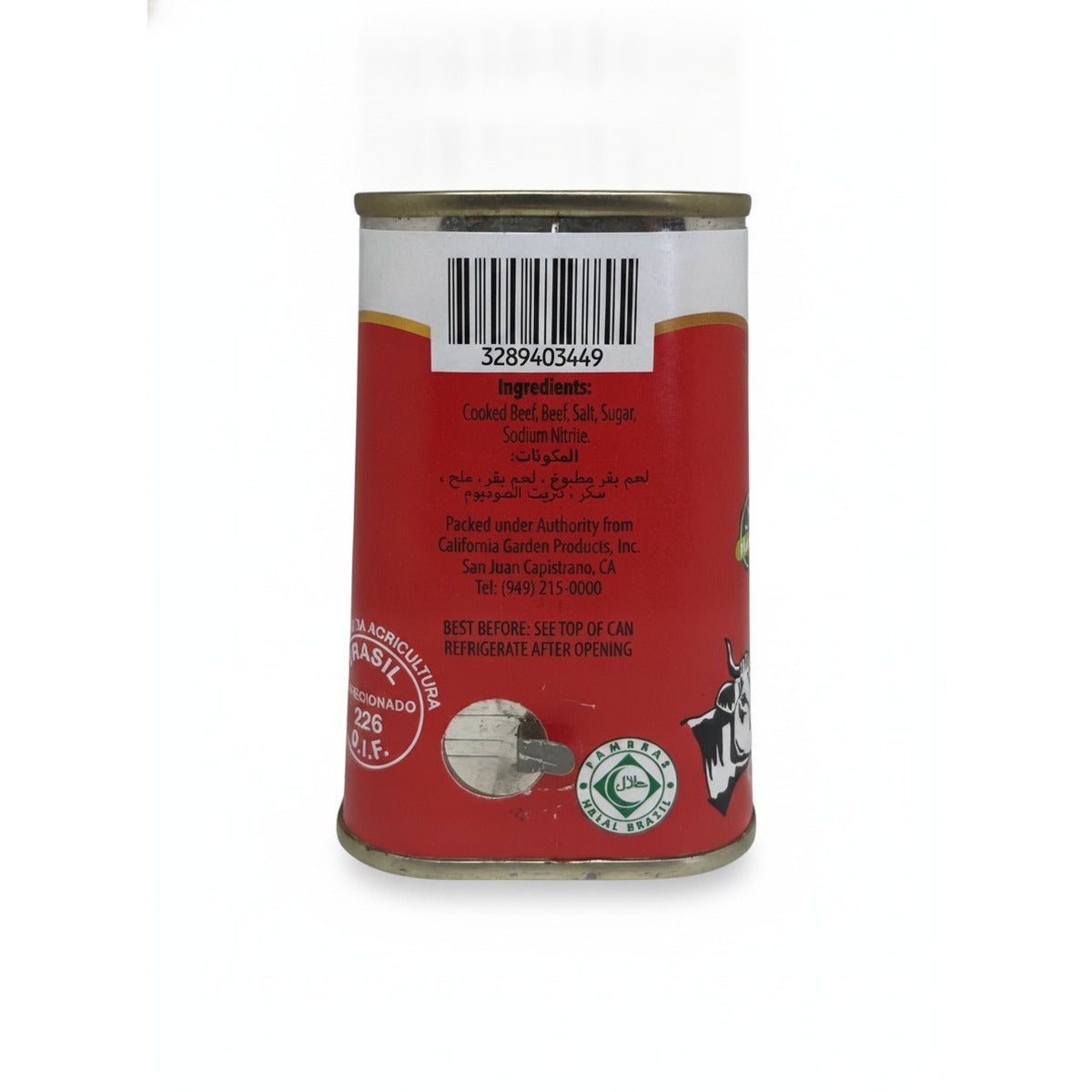 California Gardens Corned Beef 12 oz — back view