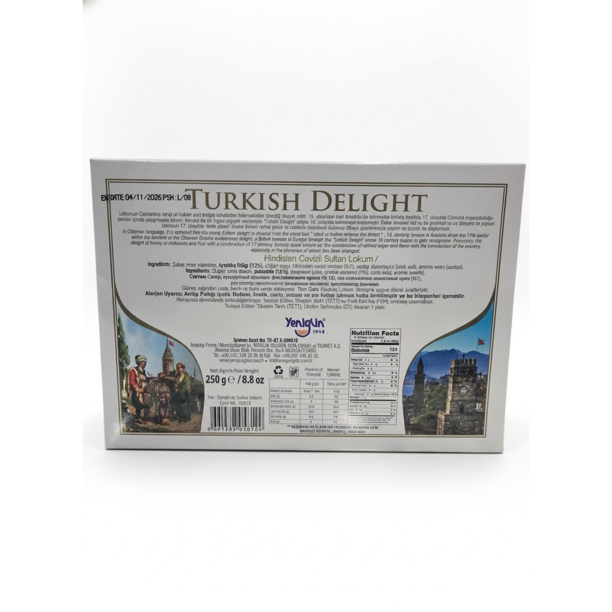 Yenigun Turkish Delight (Pistachio) - 250g — back view