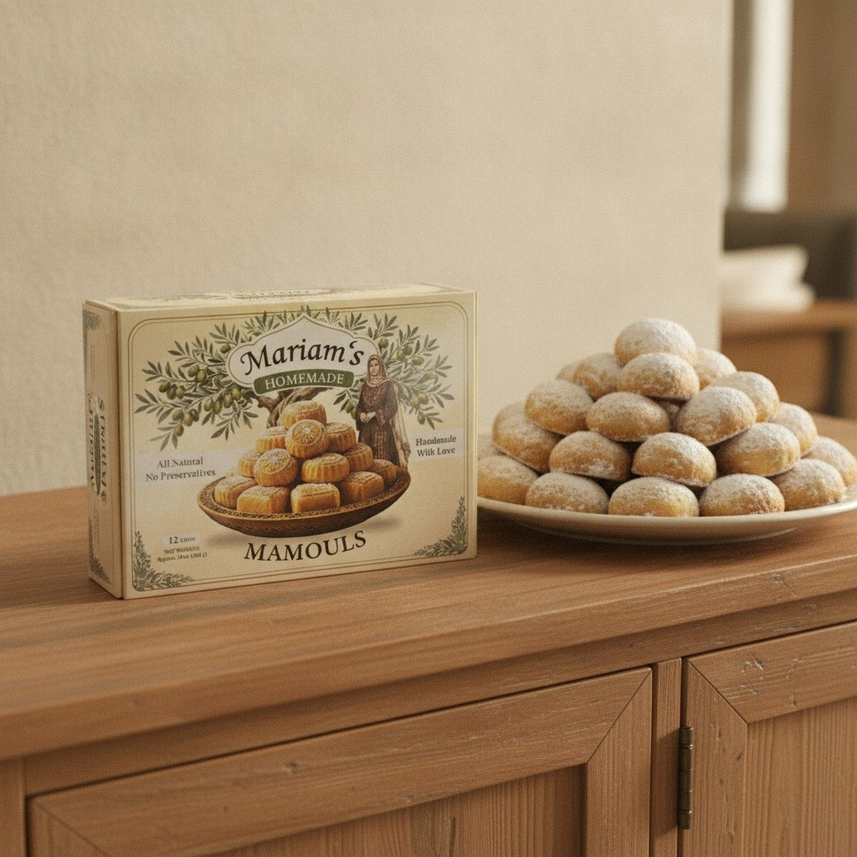 Mariam's Famous Mamoul 36ct — the hosting sideboard, ready for guests