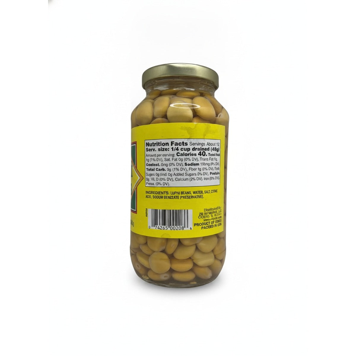 Ziyad Lupini Beans Turmous 24oz — back view