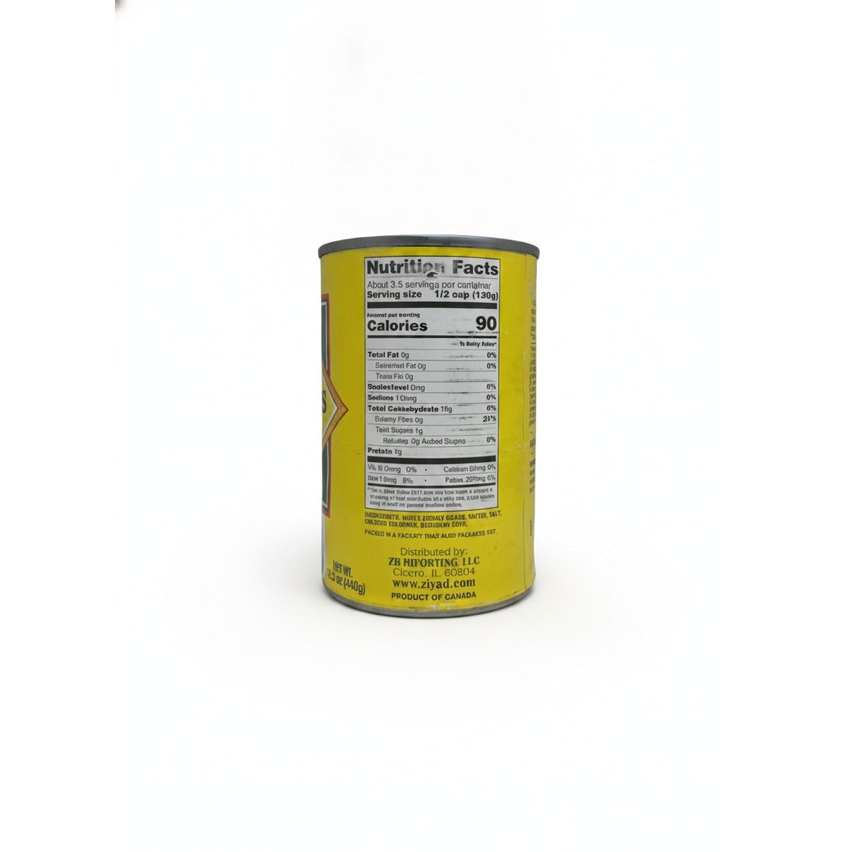 Ziyad White Kidney Beans 15.5oz — back view