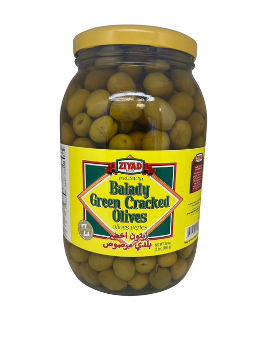 Balady Green Cracked Olives 3Lbs