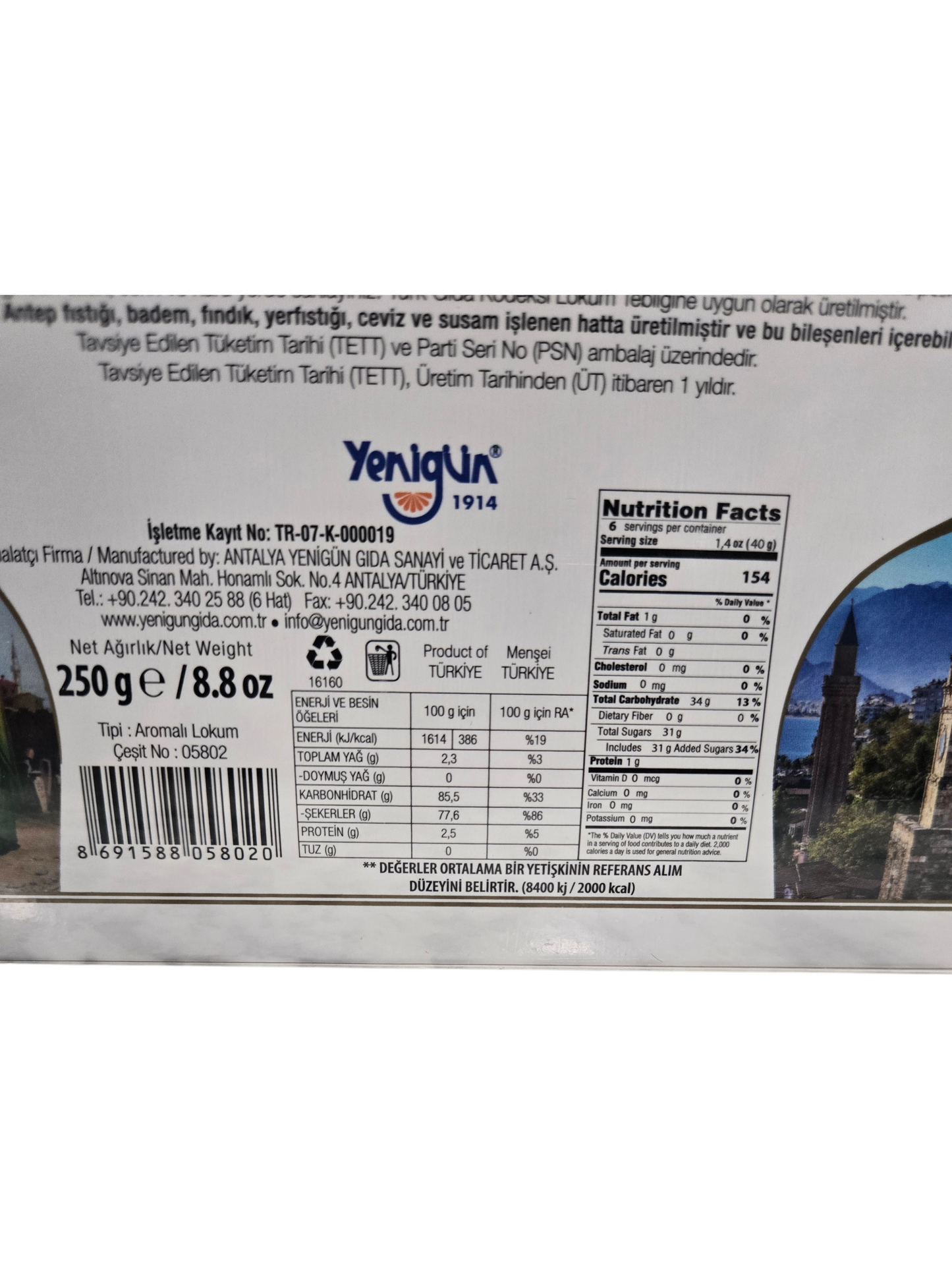 Yenigun Turkish Delight (Mastic) - 250g