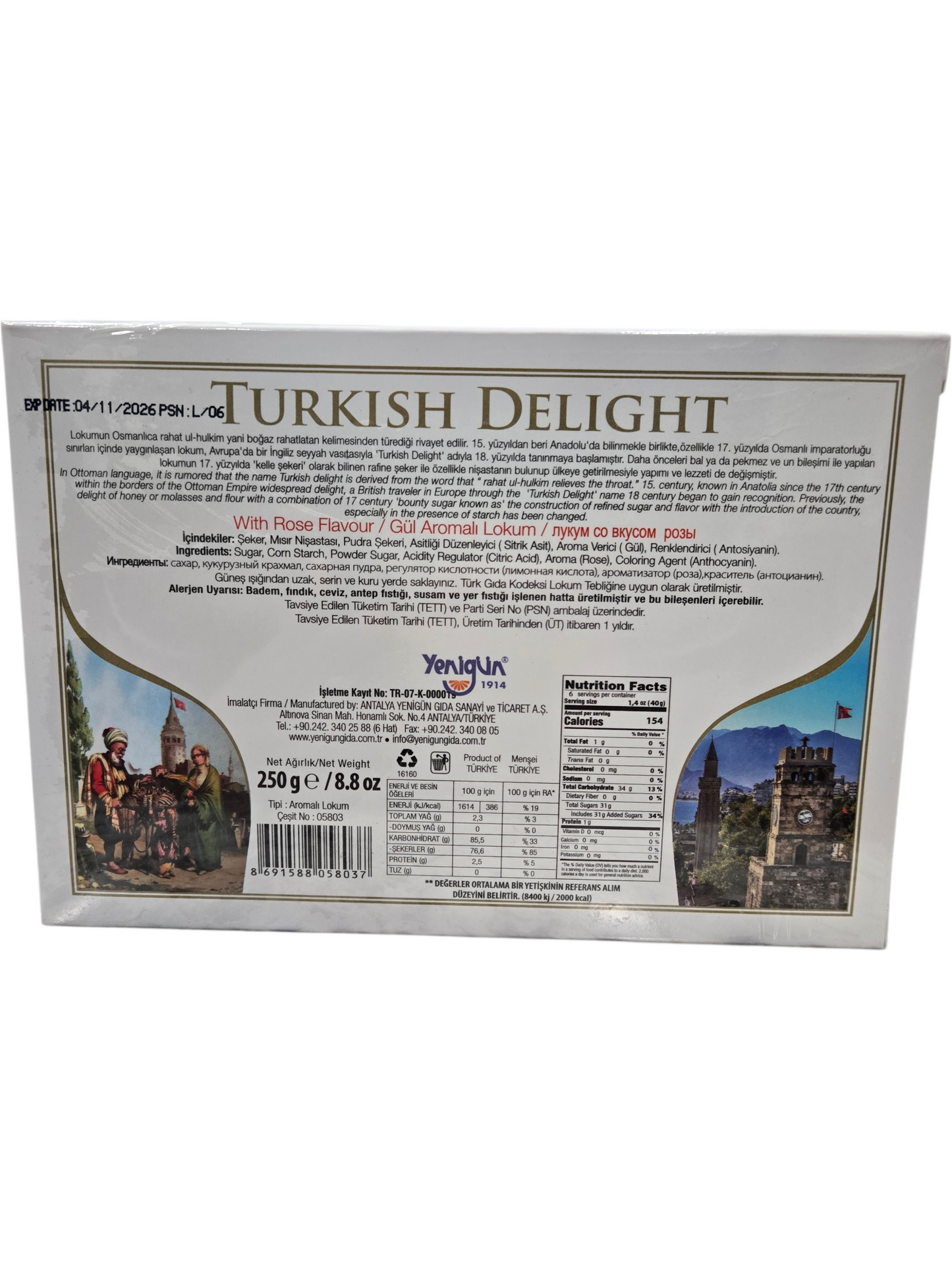 Yenigun Turkish Delight (Rose) - 250g